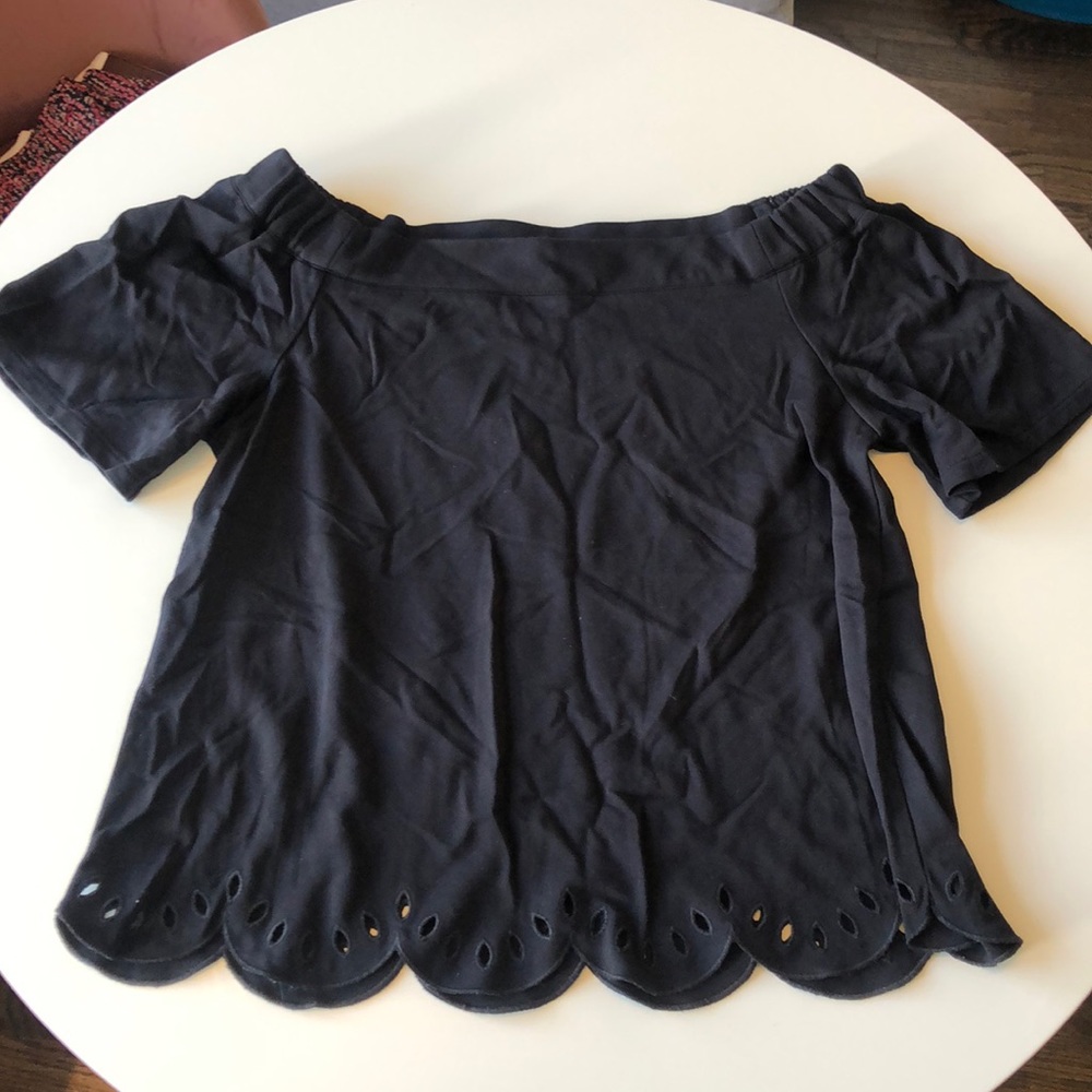 Ann Taylor Off The Shoulder Flirty Black Eyelet Top Sz Small